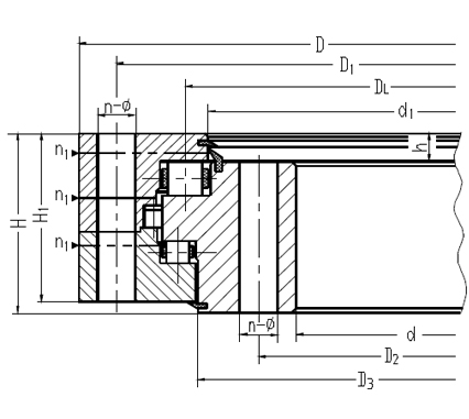 三排滚柱无齿回转支承轴承结构图