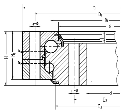 双排球无齿式回转支承轴承结构图